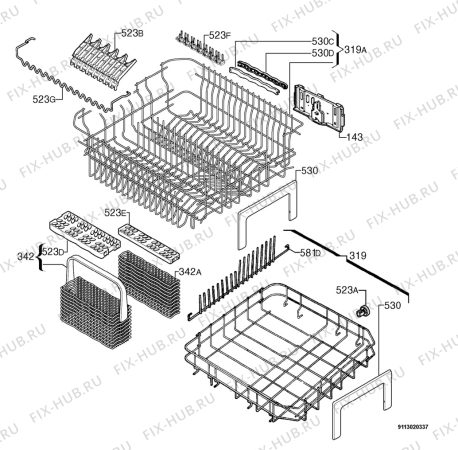 Взрыв-схема посудомоечной машины Arthurmartinelux ASI6229W - Схема узла Basket 160
